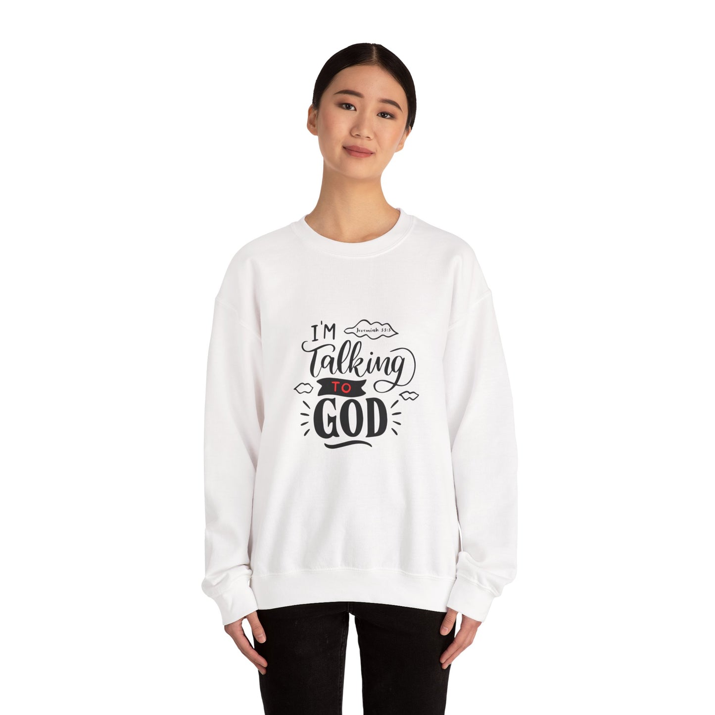 Talking to God Unisex Heavy Blend Sweatshirt White & Black