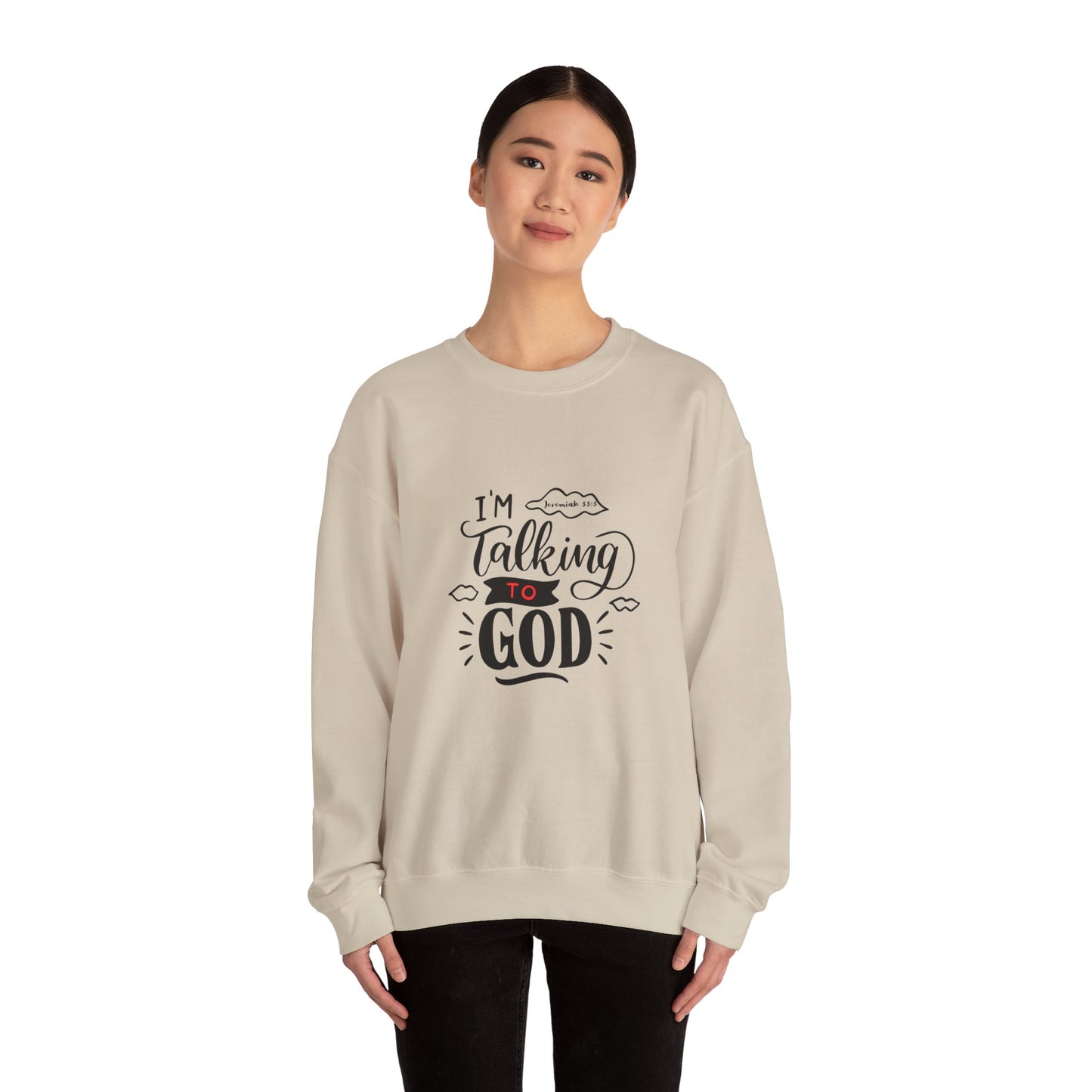 Talking to God Unisex Heavy Blend Sweatshirt White & Black