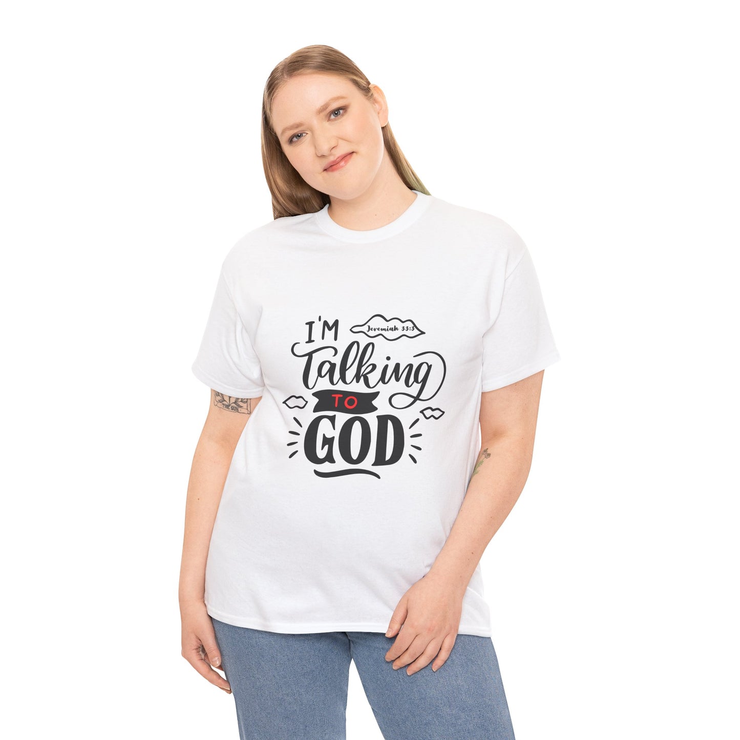 Talking to God Unisex Heavy Cotton Tee White & Black