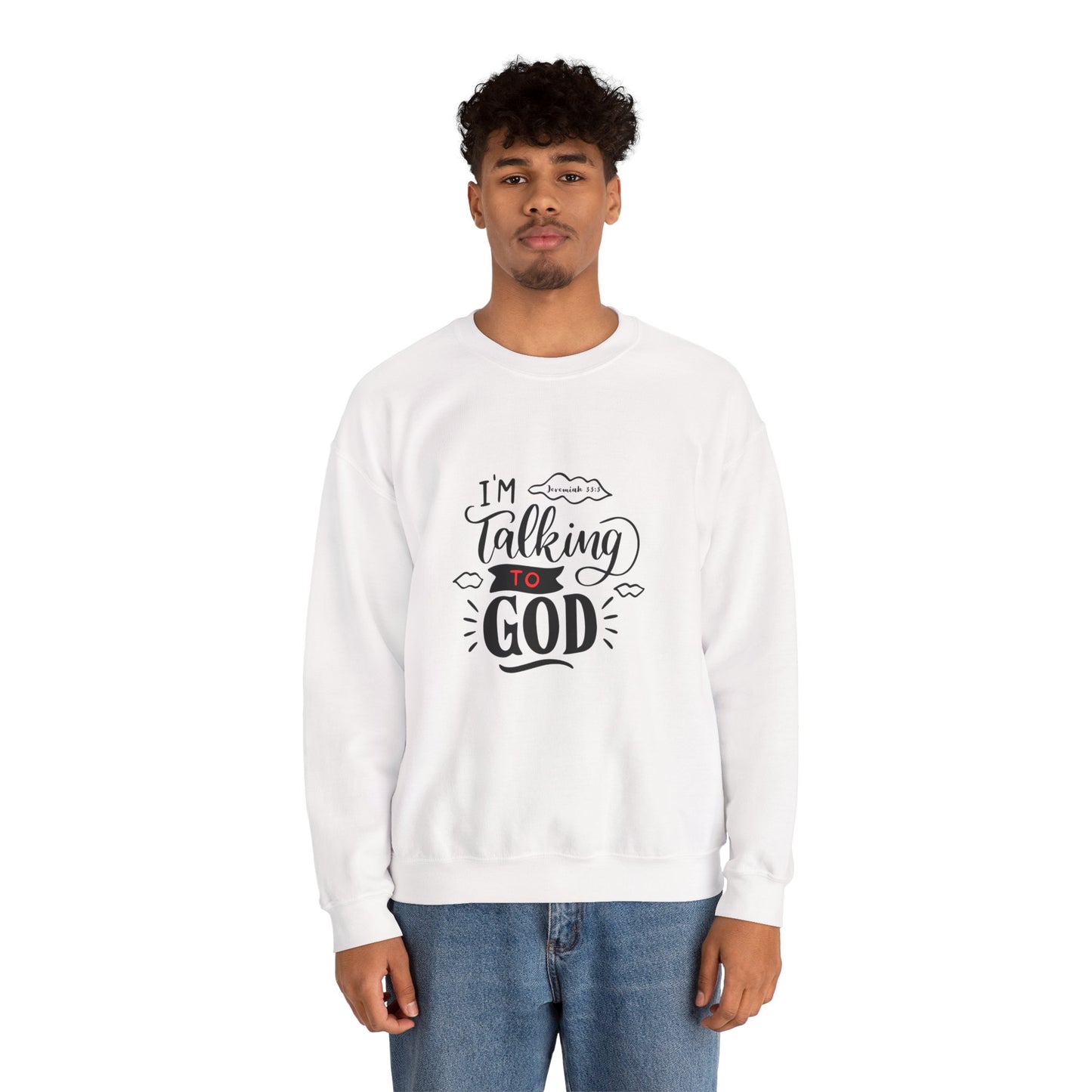 Talking to God Unisex Heavy Blend Sweatshirt White & Black
