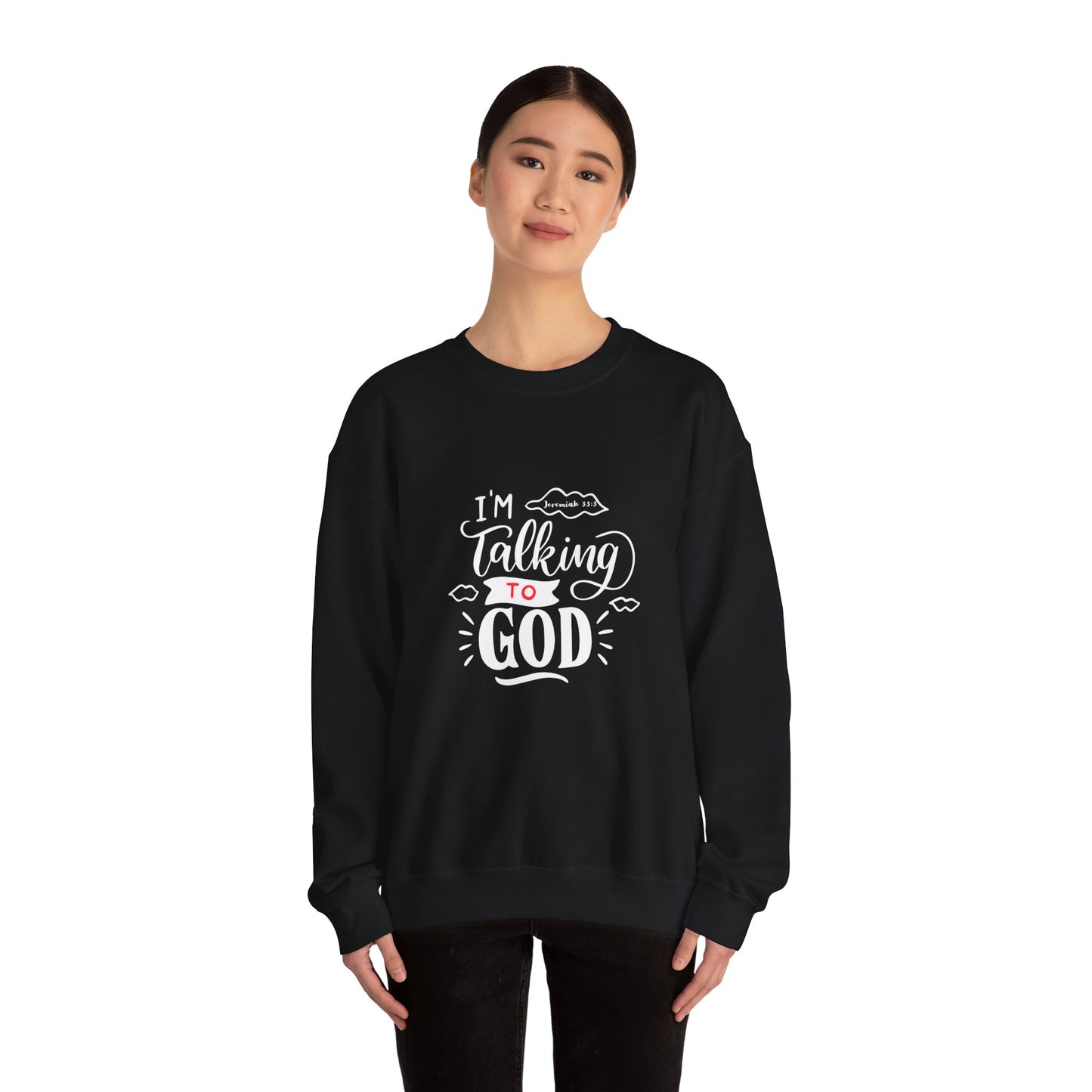 Talking to God Unisex Heavy Blend Sweatshirt Black & Red