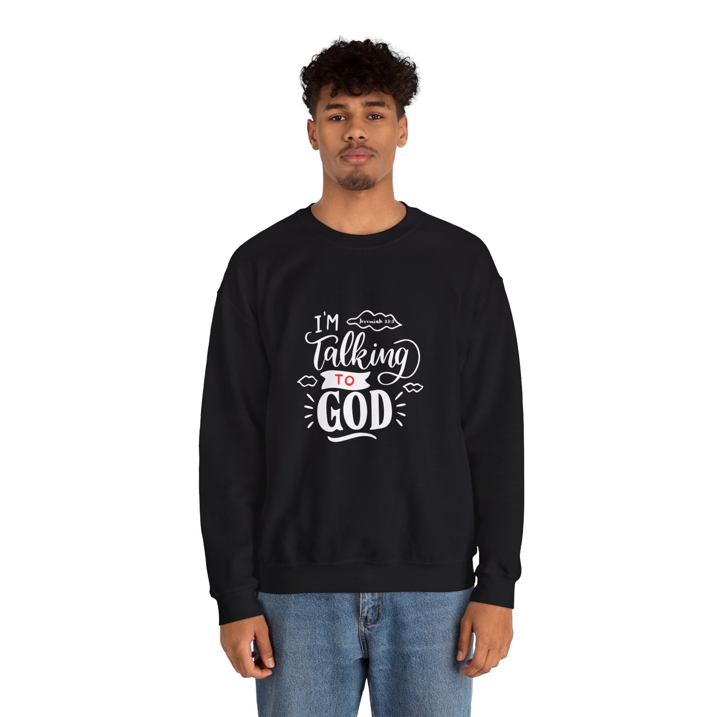 Talking to God Unisex Heavy Blend Sweatshirt Black & Red